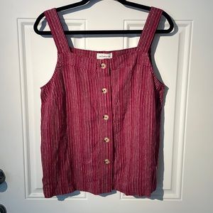Liz Claiborne Red & White Sleeveless Blouse